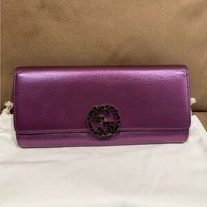 🔥24HR SALE🔥 Gucci broadway metallic clutch with rhinestone crystal GG